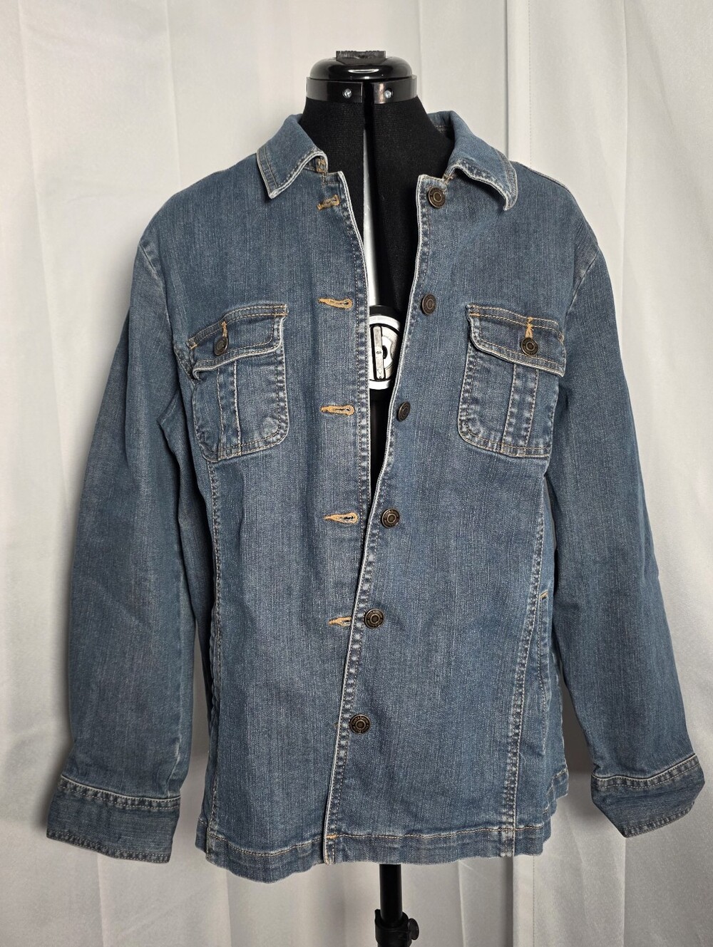 Croft & Barrow Denim Jacket Women’s XL Blue Stretch Button Classic Jean Coat